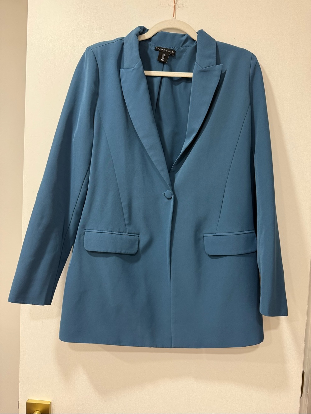 Sincerly Jules Teal Blue Single-Button Blazer